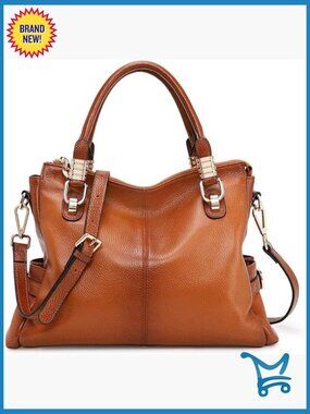 Large Genuine Leather Satchel Tote with Adjustable Shoulder Strap